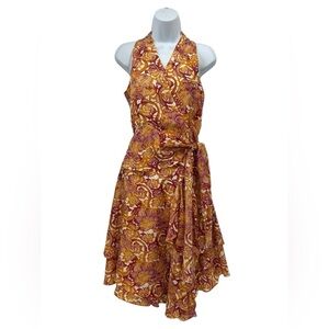 Lafayette 148 Silk Two Piece Floral Flowy Ruffle Sleeveless Midi Skirt Set